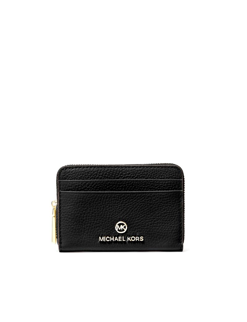 MICHAEL KORS SS22 SMALL ZA COIN CARD WALLET LEATHER TOP HANDLE BLACK NS
